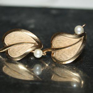 Vintage Antique 12K Gold Filled Genuine Pearl Earrings